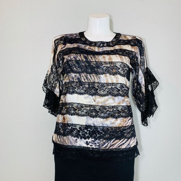 Sharon Young Tops - SHARON YOUNG BLACK LACEY TOP